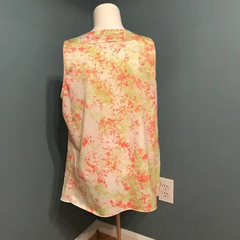 Anne Klein Pink and green splatter tank  size large