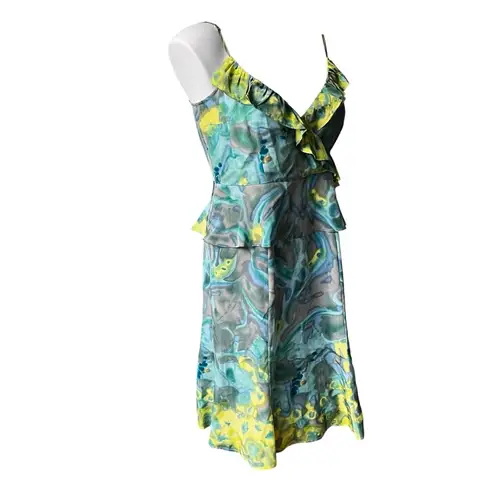 Tracy Reese NWT,  Plenty Frock Evie Jade Garden Silk Dress Green Fairy Artsy Y2K