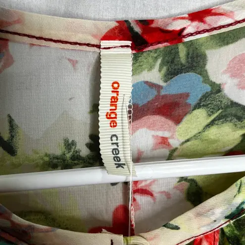 Orange Creek Sheer Keyhole Sleeveless Floral Blouse Shirt New S