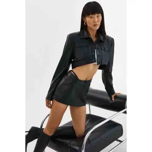 LAMARQUE Liana Leather Skirt in Black Medium Womens Skort Shorts