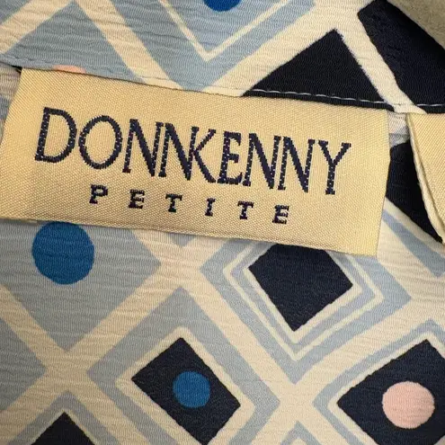 Vintage Donnkenny Geometric Print Button Up Top 90s Mod Retro Petite Small Blue Size undefined
