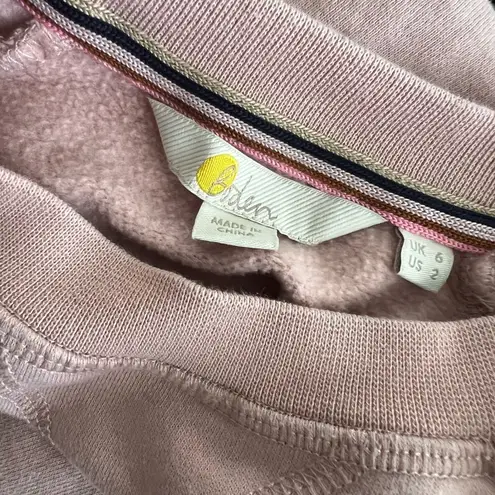 BODEN Scallop Embroidered Detail Pink Scoop Neck Sweatshirt Sz 2