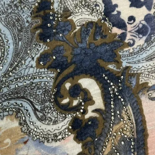 Soft Surroundings Paisley Leopard Print Button Down Long Sleeve Top Sz Med