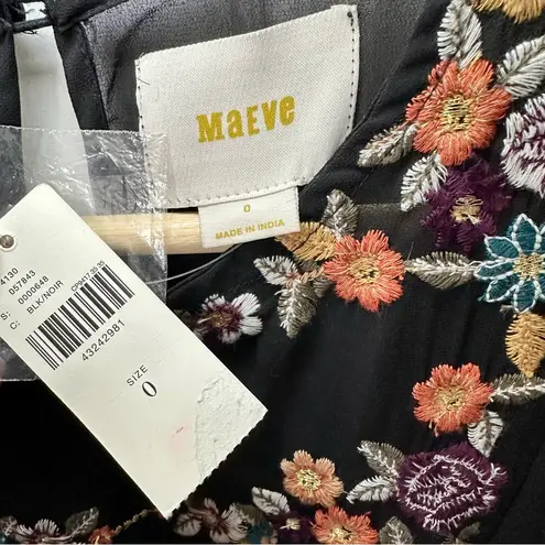 Maeve NEW! Anthropologie Anfisa Embroidered Tunic Dress Black Multi Size 0