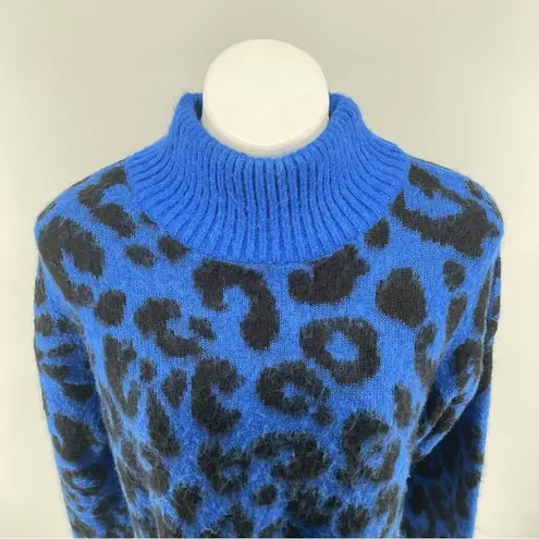 Sweaty Betty  Women’s Jacquard Electric Blue Leopard Print Mohair Sweater Small