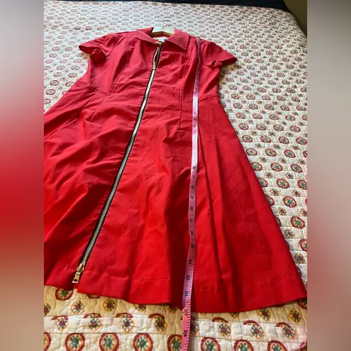 EUC Sara Campbell Red Zip Up Fit and Flare Collared Red Dress Size 6 Size M