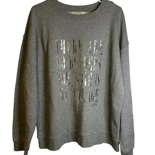 All Saints Freedom Iona Graphic Sweatshirt Gray Marl Size 10 NWT No Borders