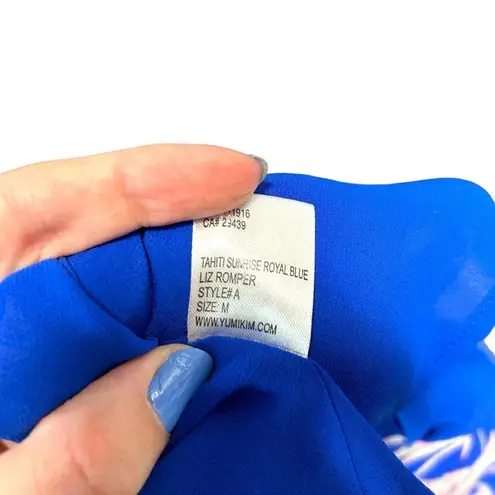 Yumi Kim Liz Silk Romper Tahiti Sunrise Royal Blue Floral Print Size Medium