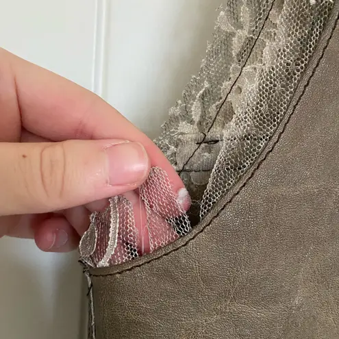 Cristina women’s metallic goldish brown faux leather lace zip front vest medium