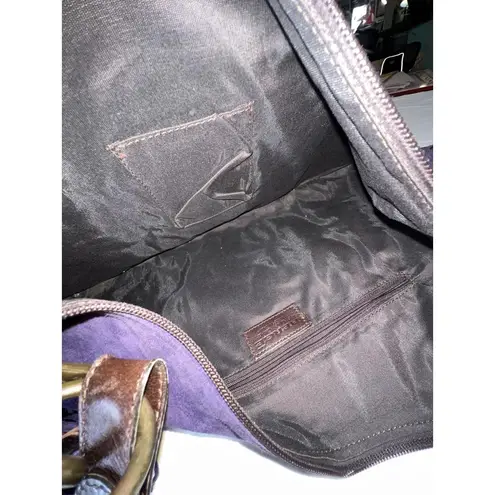 Berge Purple Suede Shoulder Bag Tassel Accent Italy Leather Boho Style