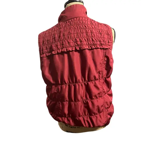 Unknown Brand Women's Red Quilted Vest with Smocking & Ruffles Size undefined