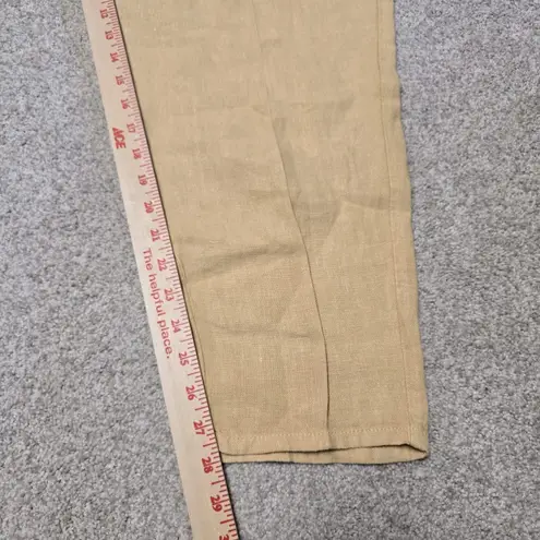Poetry Women's Linen Tapered Pants Sz 16 US 12 Beige Natural Relaxed Fit Barrel