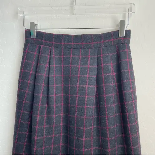 Breckenridge Vintage Breckinridge Wool Plaid Skirt Dark Grey Red Union Made in USA 5-6
