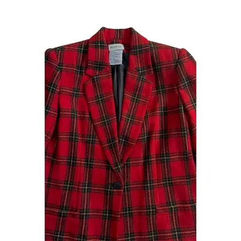 White Stag Christmas Red Plaid wool Blazer Size 6