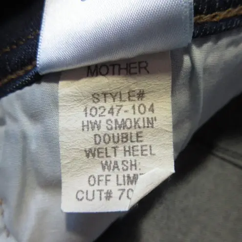 NWT Mother High Waisted Smokin' Double Welt Heel in Off Limits Stretch Jeans 33 Blue