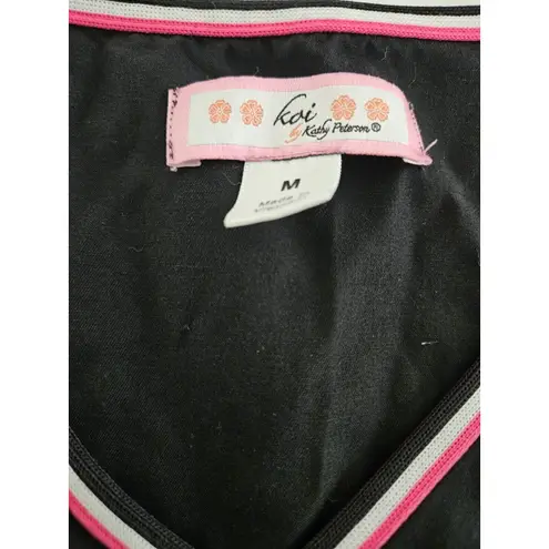 Koi By Kathy Peterson Black, White, And Pink Scrub Top Size M Black Size M
