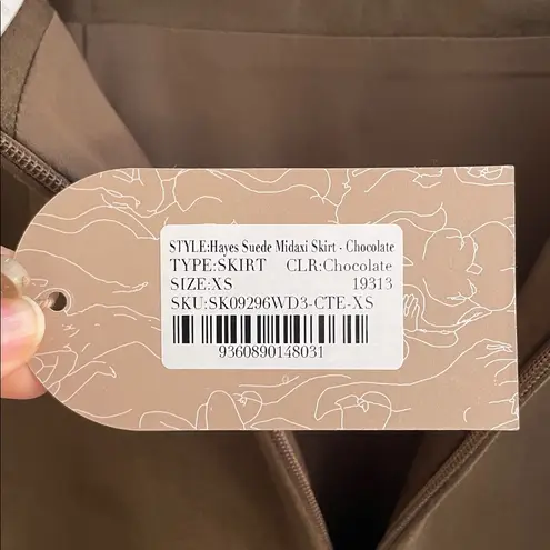 Meshki Hayes Faux Vegan Suede Midi Maxi Skirt in Chocolate Brown Size XS NWT