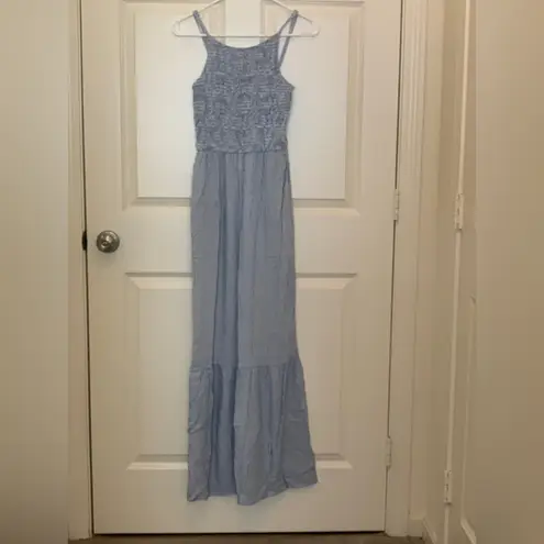 Japna Blue and White Striped Wide Leg Jumpsuit. Size