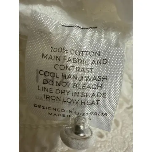 Kivary White Floral Lace Eyelet Embroidered Puff Sleeve V