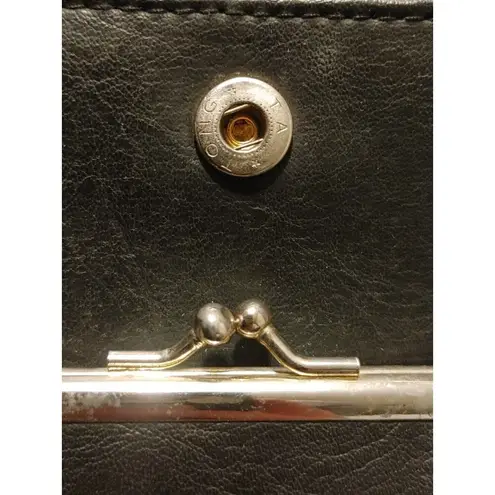 Metro Crossbody Travel Bag Black Kiss Lock Coin Pouch Vintage Medium Size