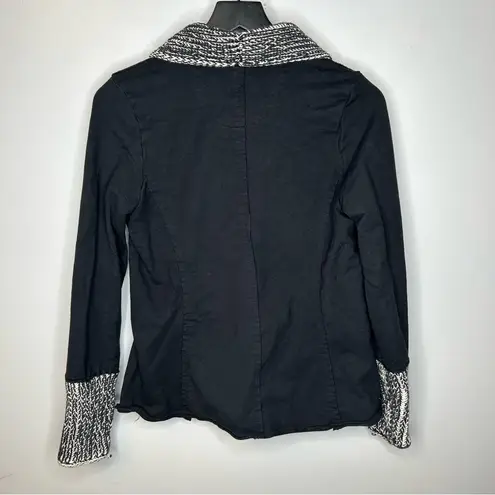 Neon Buddha Knit Collar Patchwork Style Blazer Jacket Size XS Black