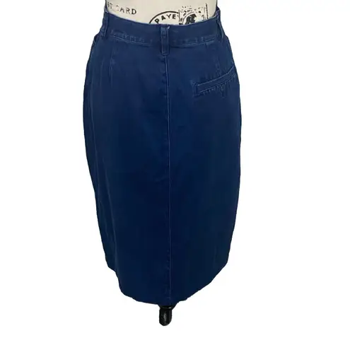 Vintage Lizware Front Split Cotton Long Navy Denim Skirt Size10 Blue Size 10