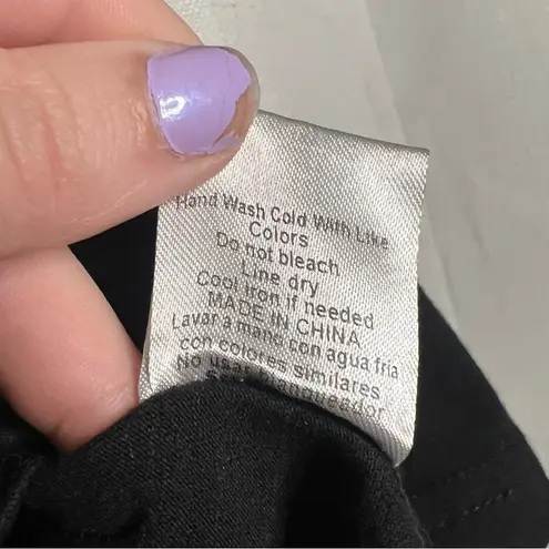 On Twelfth Black Rhinestone Lace Puff Sleeve Shirt XL