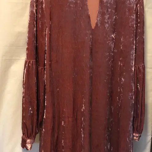 Muche & Muchette Crushed Velvet Pink Dress Sz M/L Keyhole Choker neckline