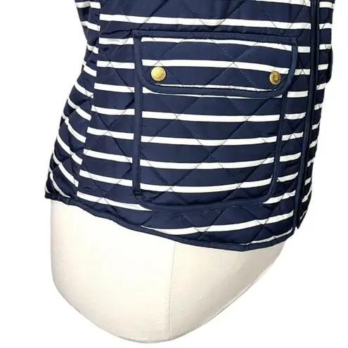 Cambridge Dry Goods Vest Quilted Zip Flap Pockets Blue Stripe Women’s Size XL