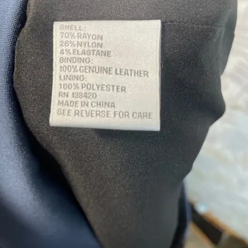 Carlisle New York Pencil Skirt 6 Leather Trim Colorblock Blue/Black 22" Length