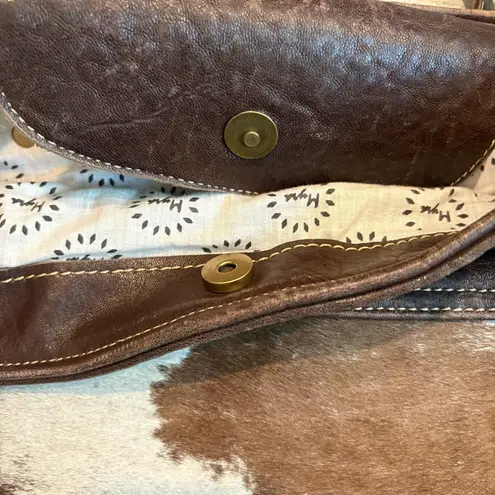 Myra Leather and Hairon Shoulder Tote Bag Brown