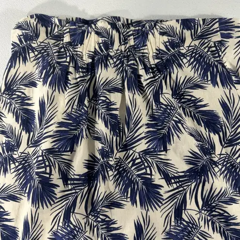 Panama Jack Linen Blend Wrap Skirt Blue White Tropical Leaves Women Size S