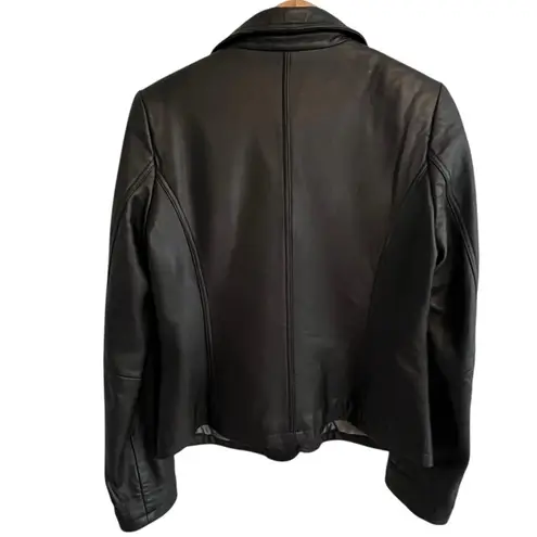 Boston Harbour Womens Black Leather Jacket Size M Moto Baddie Biker Neutral Size M