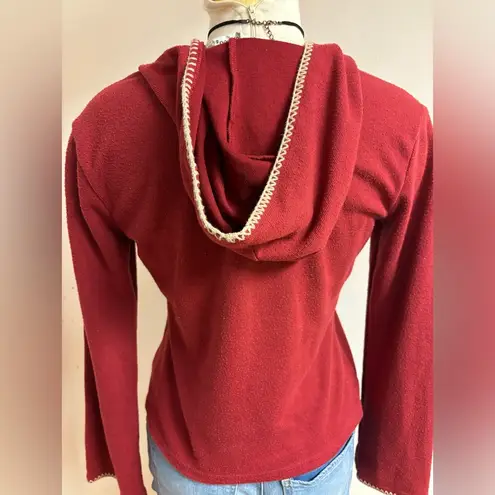 Fashion Bug Women’s Y2K Grunge Embroidered Red Hooded Shirt