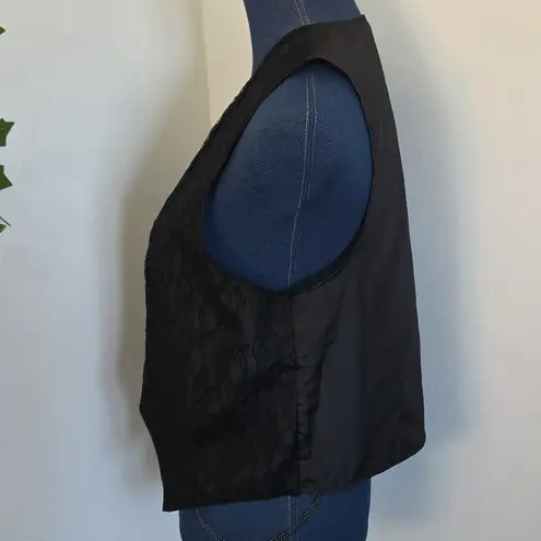 Vintage Black Lace Overlay Open Front Vest By Liz Sinclair Size undefined