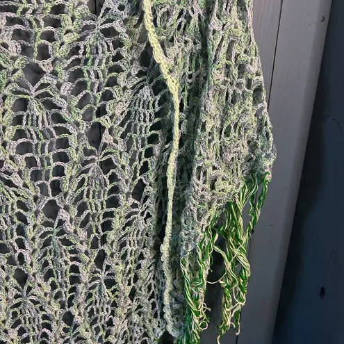 Handmade Elegant Green & Blue Crochet Wrap -
