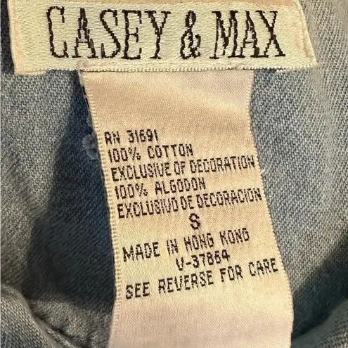 Casey And Max Denim Embroidered Vest Size S Women’s Boho Vintage Hippie Cottage Blue