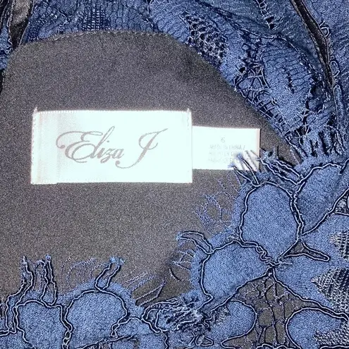 Eliza J . Navy High Neck Lace Sheath Dress Women’s Size 6 NWT Blue Floral Lace