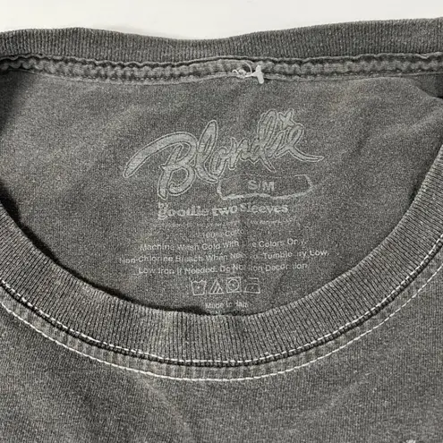 Blondie Rock Band Graphic Crop Top Distressed Grey S M Gray