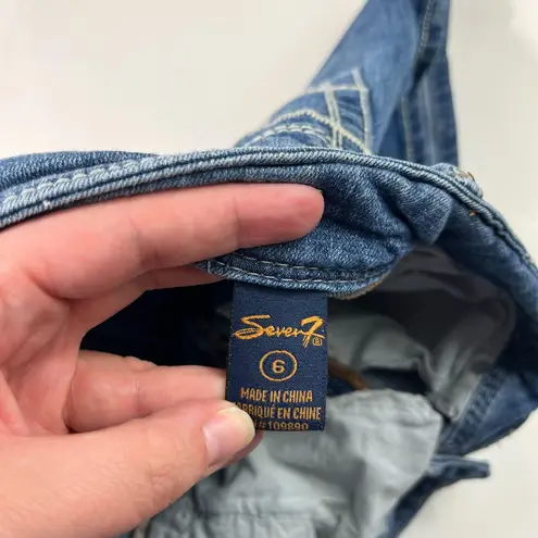 Seven 7 Jeans Seven7 Stretch Denim Chunky Y2K Embellished Stitch Bermuda Length Shorts Size 6