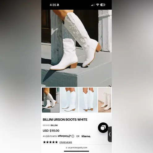 Billini White Cowboy Boots Size 5