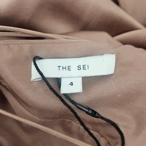 The Sei Strappy Gathered Silk Gown Champagne Satin Women's Size 4 Midi Brown - Image 7