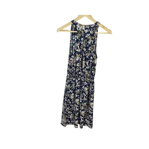 Allison Joy Floral Evereve Corbin Midi Dress S Blue Pink Sleeveless A-line