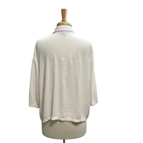 CP Shades Drop Shoulder Button Front 3/4 Sleeve Shirt Blouse White size Medium