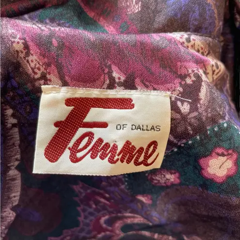 Femme of Dallas Vintage 70s Volup Purple Hippie Eclectic Floral Zip Up Mid Dress Size 1X