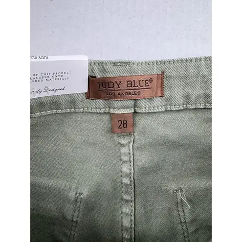 Judy Blue  Jeans Sz 28 High Waist Straight Leg Olive Green Front Seam Baggy NWT