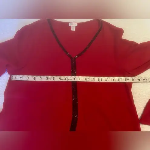 Elegant Red Women's Top with Black Trim Size M