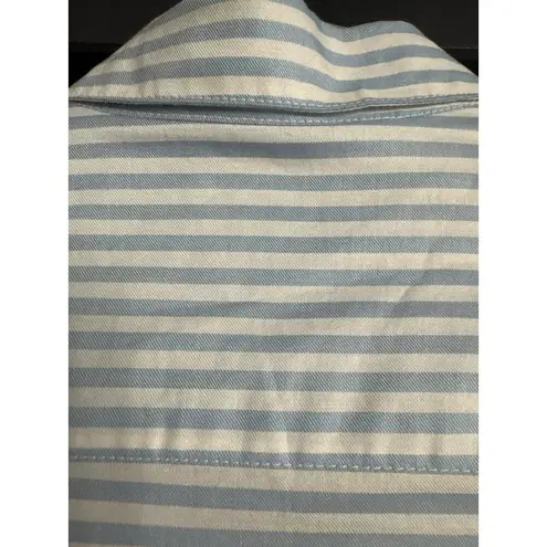 Garnet Hill Womens Blue White Striped Button Up Shirt Size 0 Cotton Long Sleeve