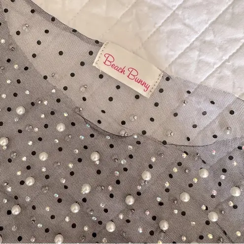 Beach Bunny REVOLVE x Look and Glisten Pearl Mesh Top in Black Sz. XS