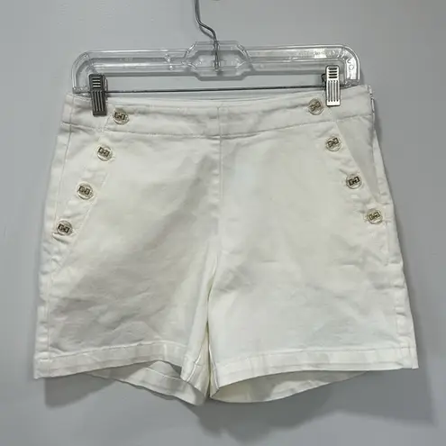 J. McLaughlin  Womens Dominica Short 4 White Gold Button Sailor High Rise Cotton